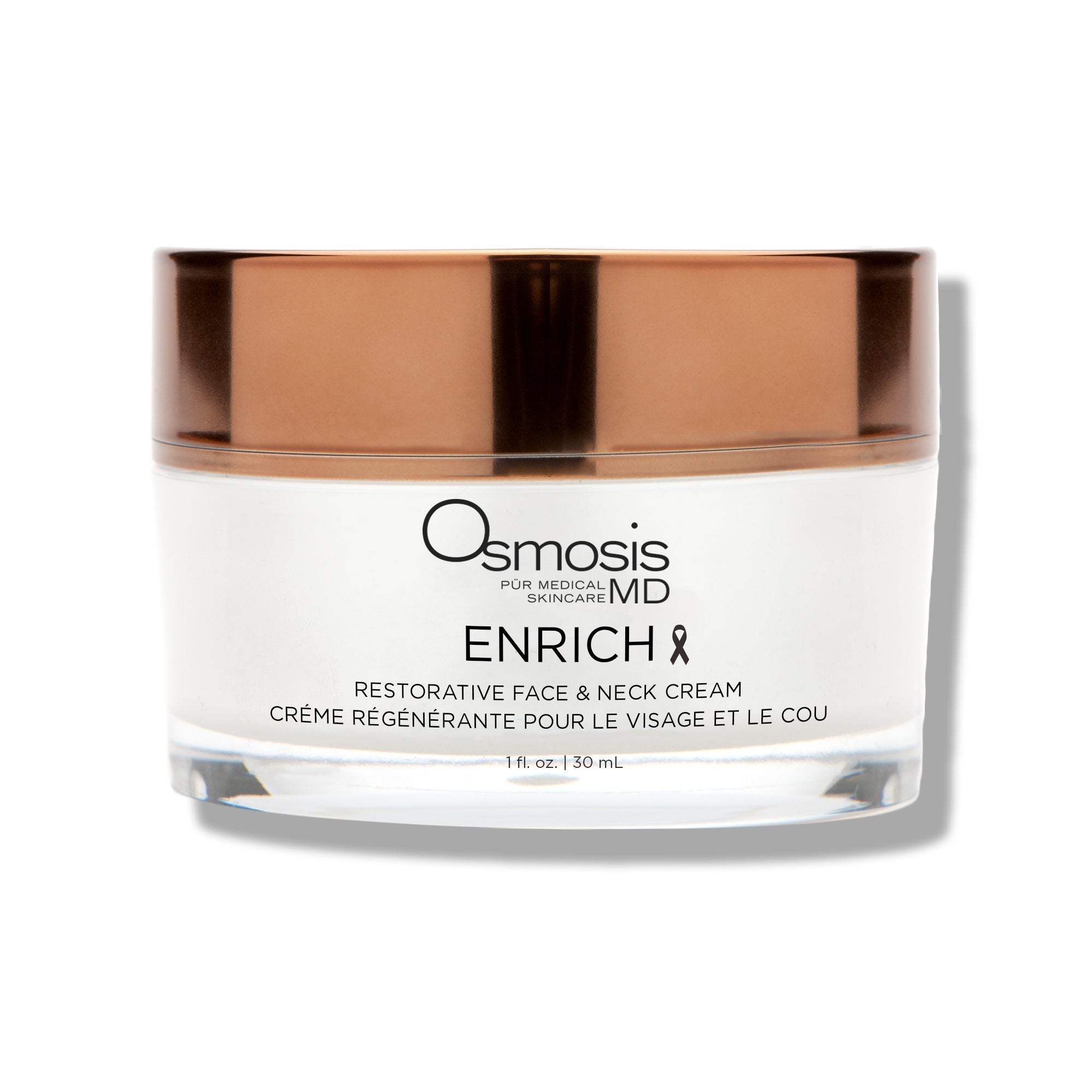 Osmosis MD Enrich Face & Neck Cream 1 fl. oz. clear jar with copper top. 